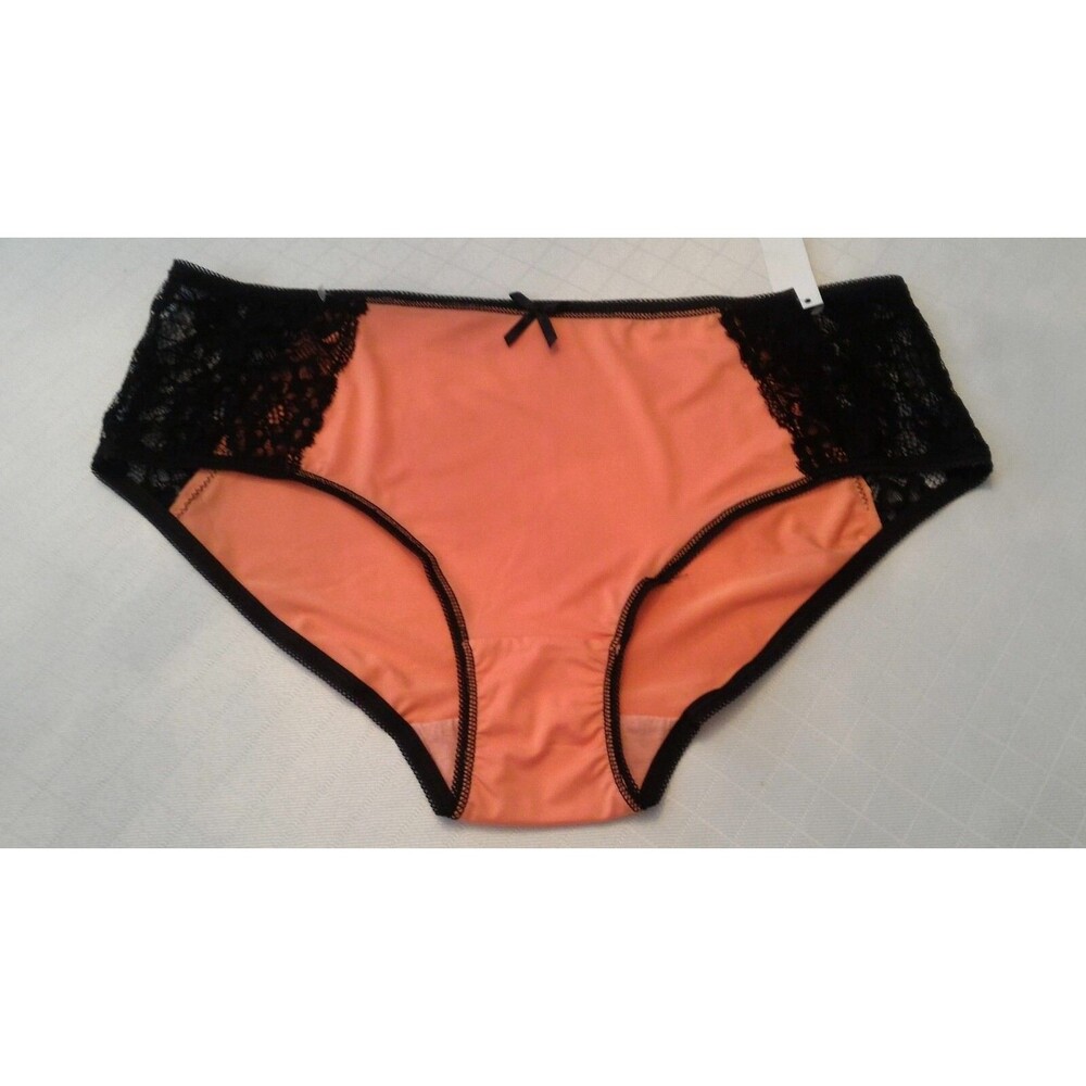 WOMENS panties  boy leg (size 3X) creamsicle orange black lace